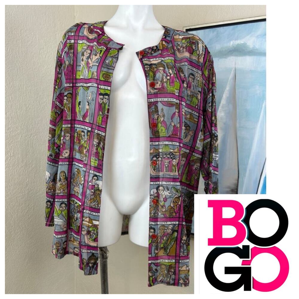 Vintage Ashro Long sleeve button down Tunic length 
size med oversized